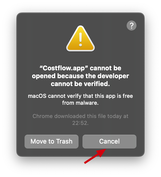 Costflow cannot be opened